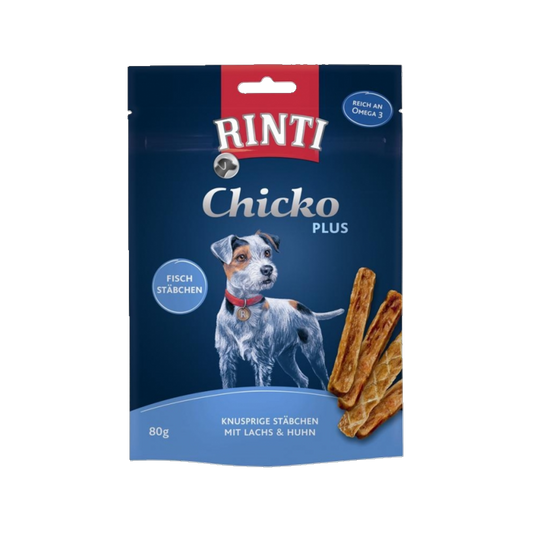 De Hun’nenhoff | Rinti Chicko Plus Fischstäbchen – Knuspriger Snack mit Lachs & Huhn
