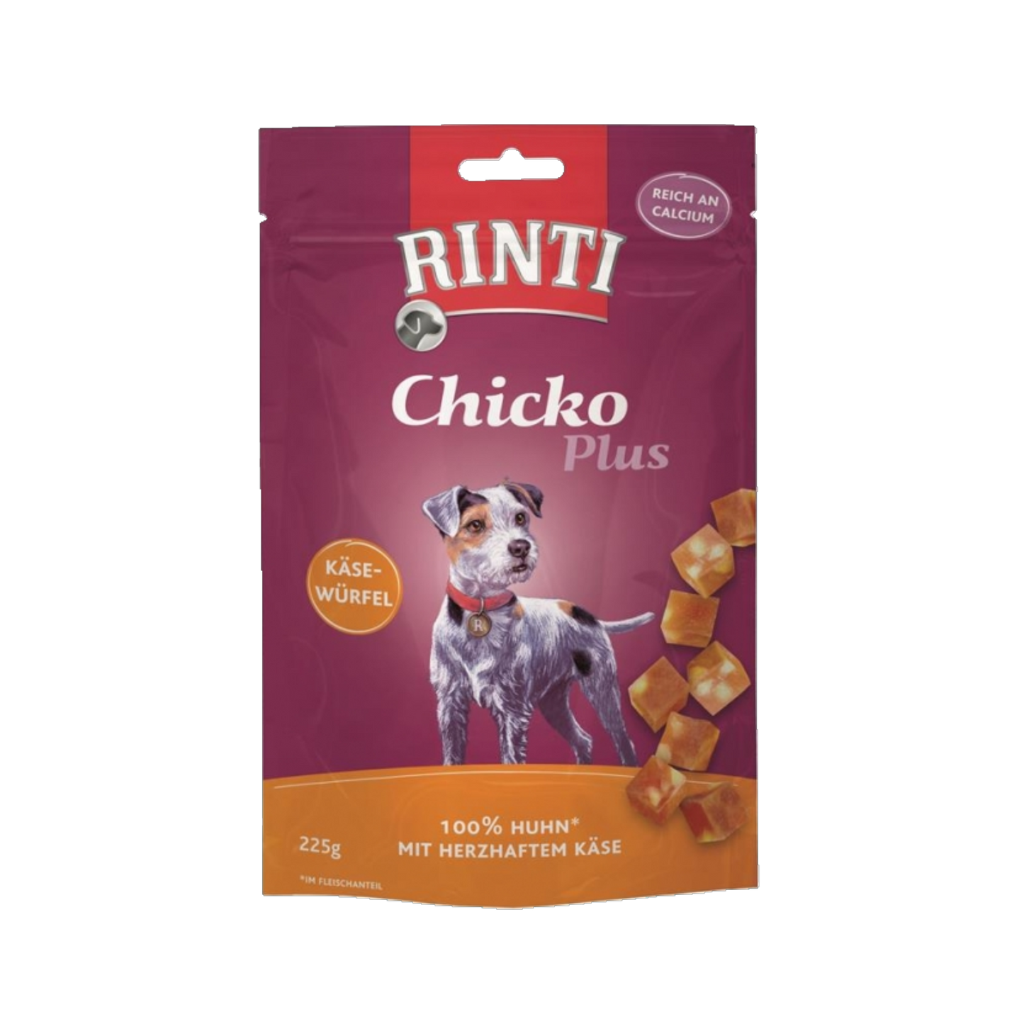 De Hun’nenhoff | Rinti Chicko Plus Käsewürfel mit Huhn – 225 g