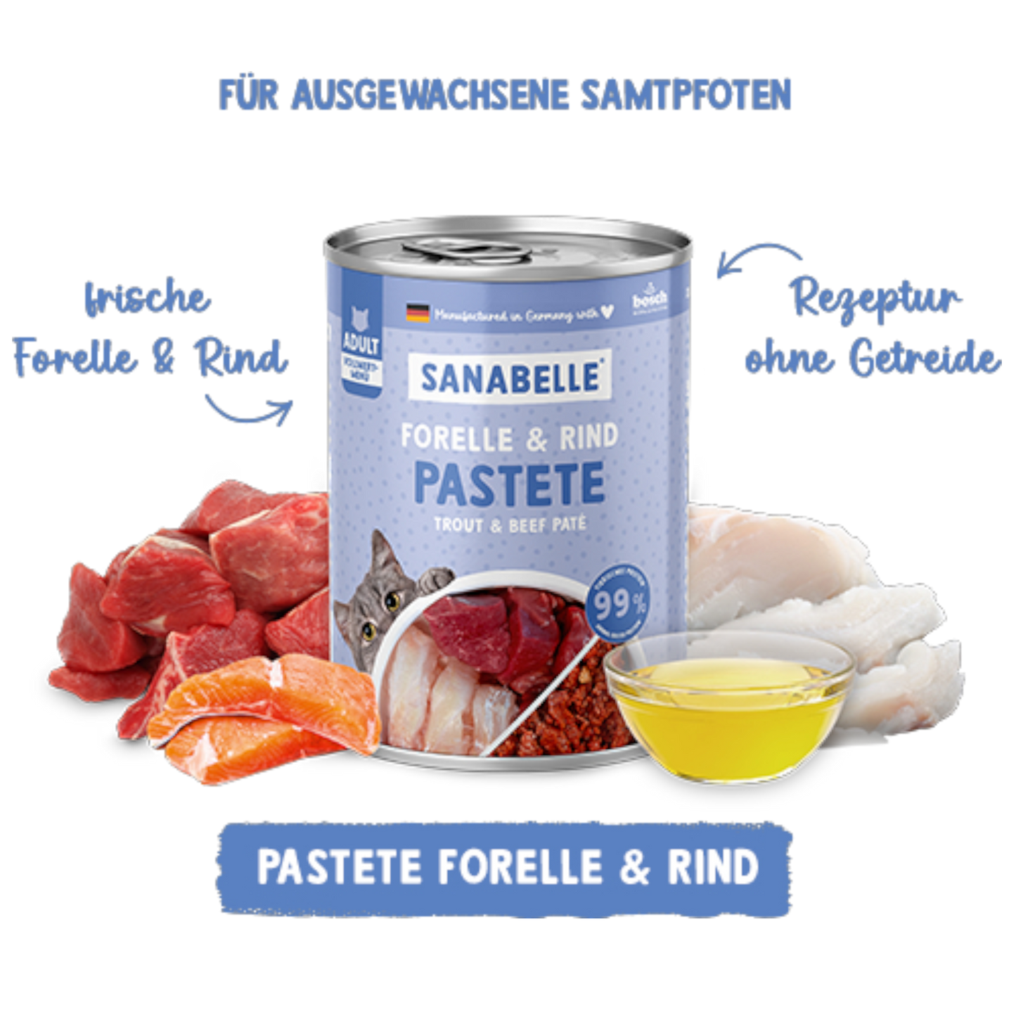 Sanabelle Adult – Forelle & Rind + Lachsöl für natürlichen Fleischgenuss