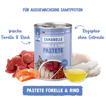 Sanabelle Adult – Forelle & Rind + Lachsöl für natürlichen Fleischgenuss