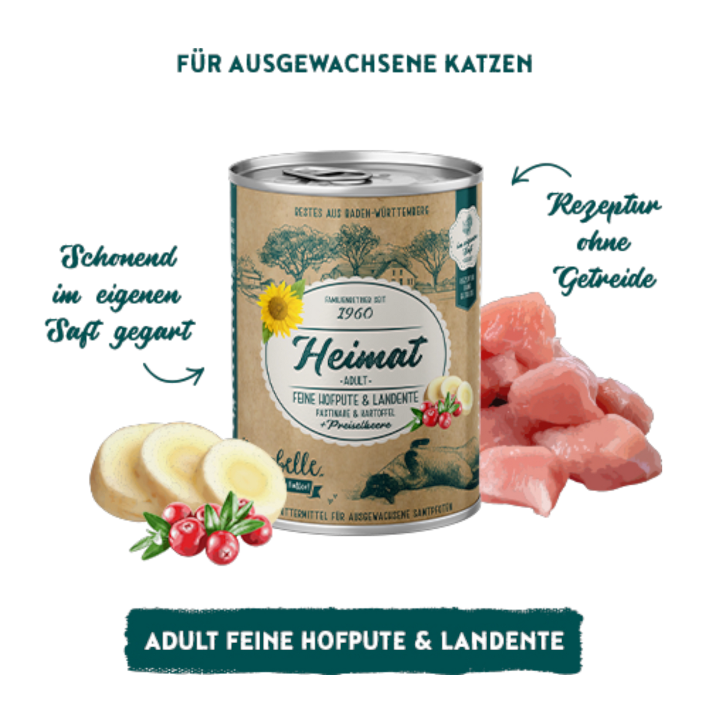 Sanabelle Heimat - Adult Getreidefreies Nassmenü mit feiner Hofpute & Landente