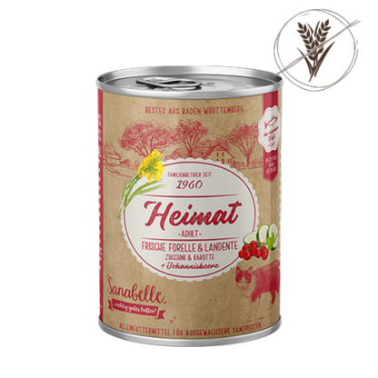 Sanabelle Heimat - Adult Getreidefreies Nassmenü mit frischer Forelle & Landente