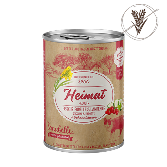 Sanabelle Heimat - Adult Getreidefreies Nassmenü mit frischer Forelle & Landente