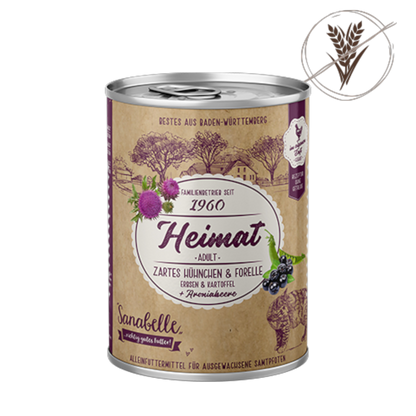 Sanabelle Heimat - Adult Getreidefreies Nassmenü mit zartem Hühnchen & Forelle