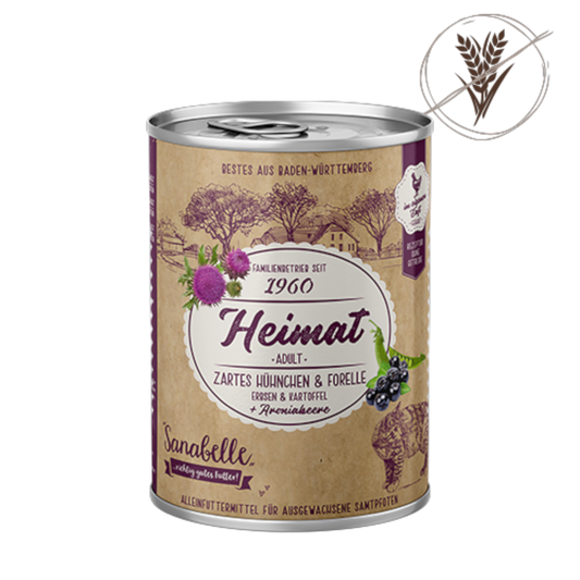 Sanabelle Heimat - Adult Getreidefreies Nassmenü mit zartem Hühnchen & Forelle
