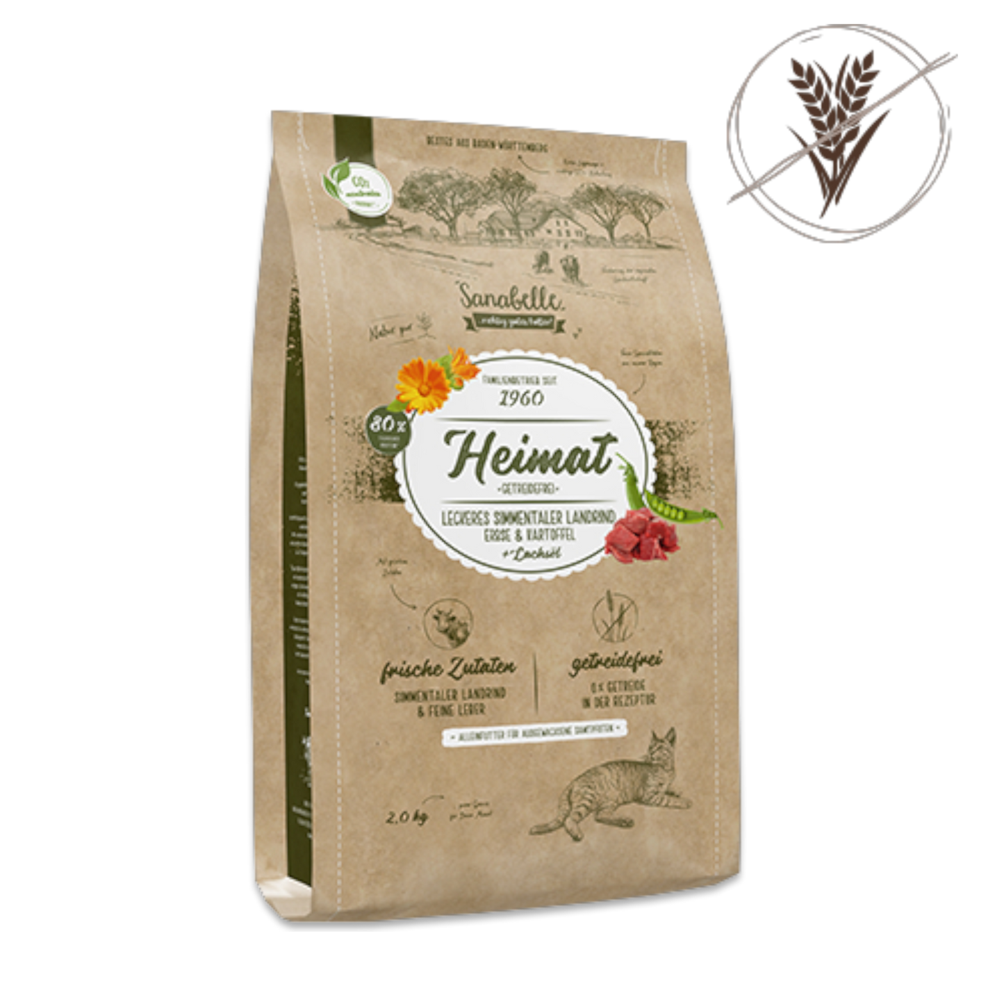 Sanabelle Heimat - Getreidefrei Premium-Katzennahrung mit Simmentaler Landrind