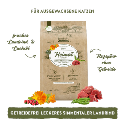 Sanabelle Heimat - Getreidefrei Premium-Katzennahrung mit Simmentaler Landrind