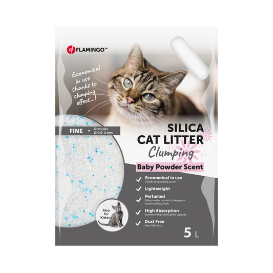 Silikat-Katzenstreu mit Babypuderduft – Feine Körner & Klumpend für maximalen Komfort