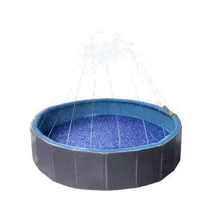Spritziger Sommerspaß – Planschbecken mit Wassersprinkler für Hunde
