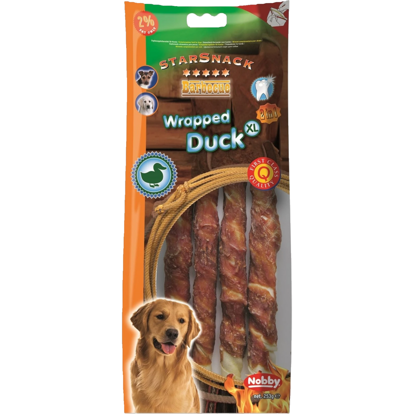 StarSnack BBQ Wrapped Duck XL – Kauspaß mit zarter Ente & starker Rinderhaut