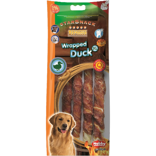 StarSnack BBQ Wrapped Duck XL – Kauspaß mit zarter Ente & starker Rinderhaut