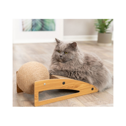 TRIXIE Kratzrampe mit großem Juteball & Catnip – Spiel- und Kratzspaß für Katzen