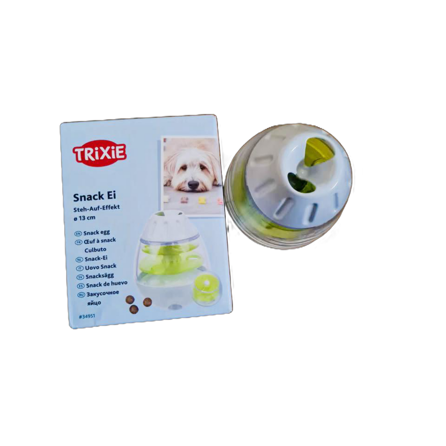 Trixie Steh-Auf-Snack-Ei - Futterspielzeug mit herausnehmbaren Platten – Fördert die Intelligenz deines Hundes und deiner Katze