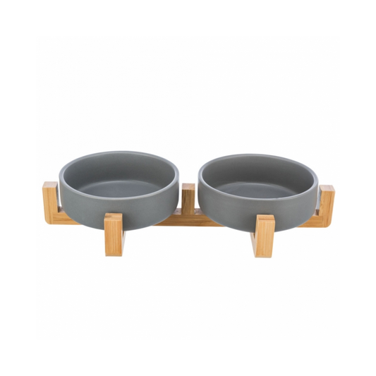 Trixie Stilvolles Doppelnapf-Set aus Keramik & Holz – für ein elegantes Fresserlebnis