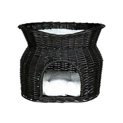 Trixie Weidenkorb mit Liegedach & Kissen – Eleganter Komfort für anspruchsvolle Fellnasen