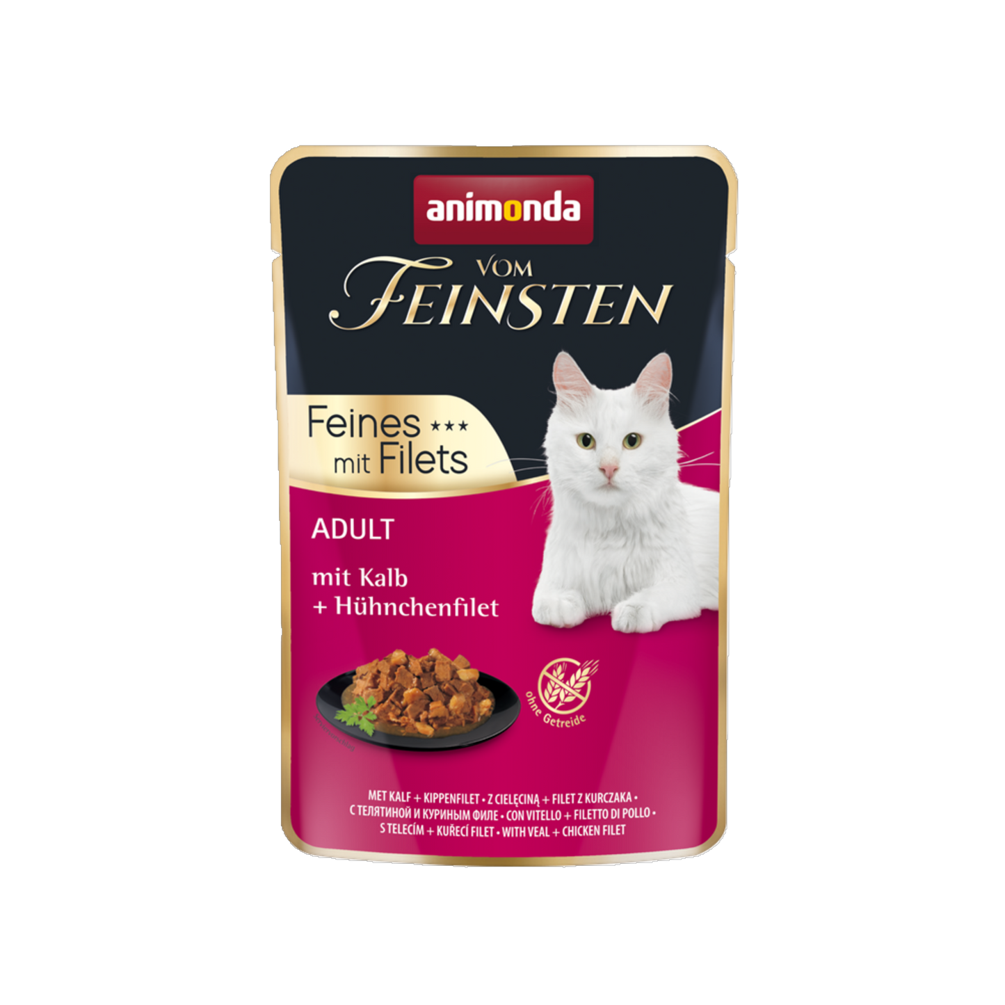 Vom Feinsten Adult Feines mit Filets – Kalb & Hühnchenfilet – Zartes Ragout für anspruchsvolle Katzen