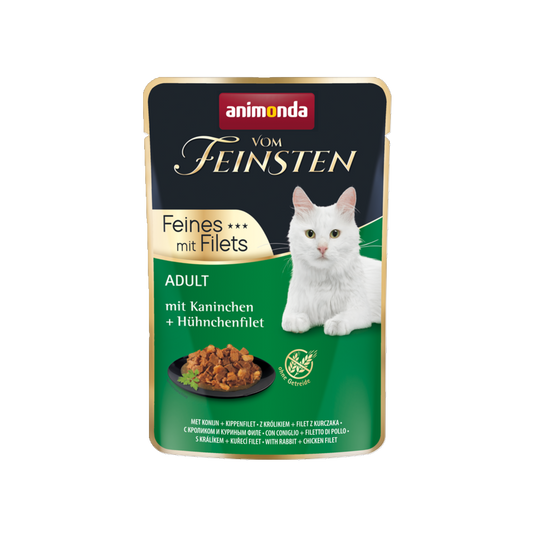 De Hun’nenhoff | Vom Feinsten Adult Feines mit Filets – Kaninchen & Hühnchenfilet – Zarte Vielfalt für Genießer-Katzen
