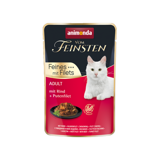 De Hun’nenhoff | Vom Feinsten Adult Feines mit Filets – Rind & Putenfilet – Delikates Katzenfutter für Genießer