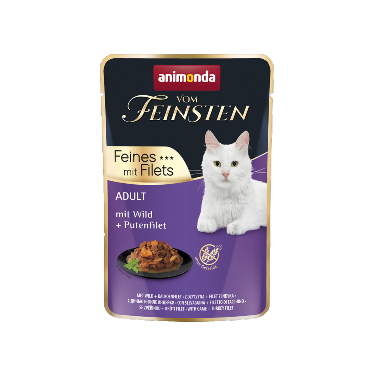 De Hun’nenhoff | Vom Feinsten Adult Feines mit Filets – Wild & Putenfilet – Edles Nassfutter für anspruchsvolle Katzen