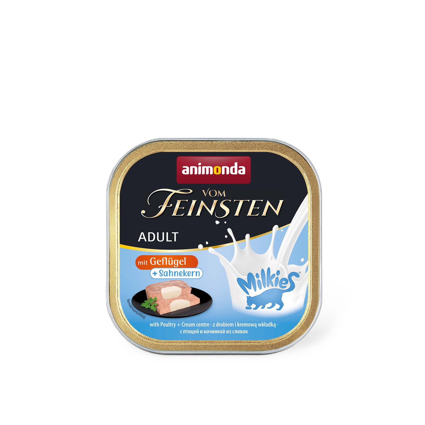 Vom Feinsten Adult Pastete mit Geflügel + Sahnekern Ein Premium-Produkt für Katzenhaushalte, die puren Genuss und hohe Akzeptanz erwarten.