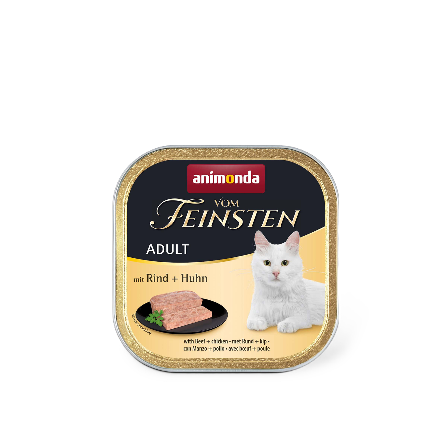 Vom Feinsten Adult Pastete mit Rind + Huhn Fein-stückige Premium-Pastete für anspruchsvolle Katzen
