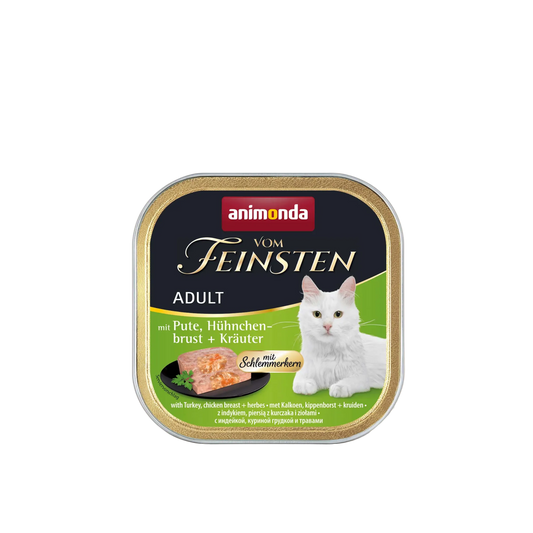 Vom Feinsten Adult Schlemmerkern – Pute, Hähnchenbrust + Kräuter Premium-Feuchtfutter mit Genusskern.