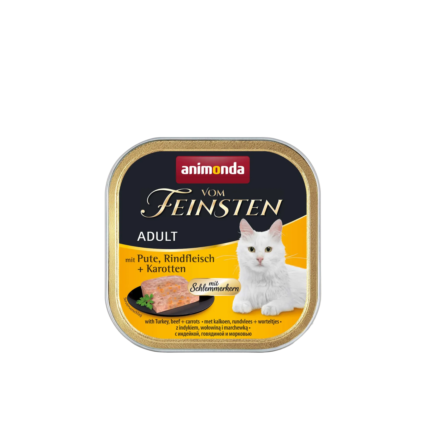Vom Feinsten Adult Schlemmerkern – Pute, Rindfleisch + Karotten Premium-Pastete mit Genusskern. Hohe Akzeptanz.