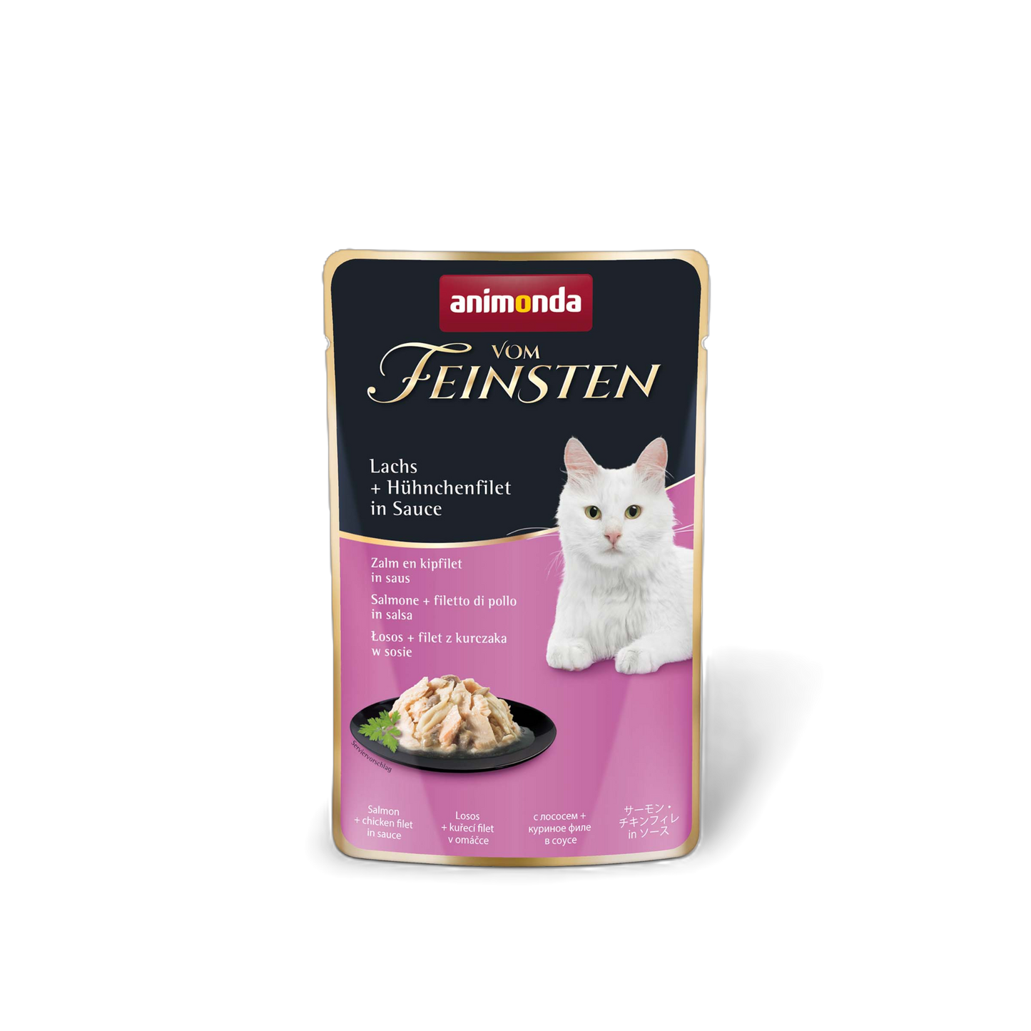 Vom Feinsten Adult in Sauce – Lachs & Hühnchenfilet Edle Filetstreifen. Feine Sauce. Maximale Akzeptanz.