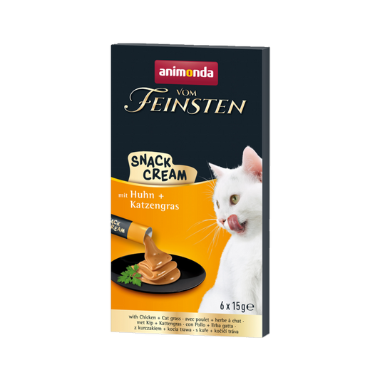Vom Feinsten Snack-Cream Adult – Huhn & Katzengras – Cremiger Genuss für zwischendurch