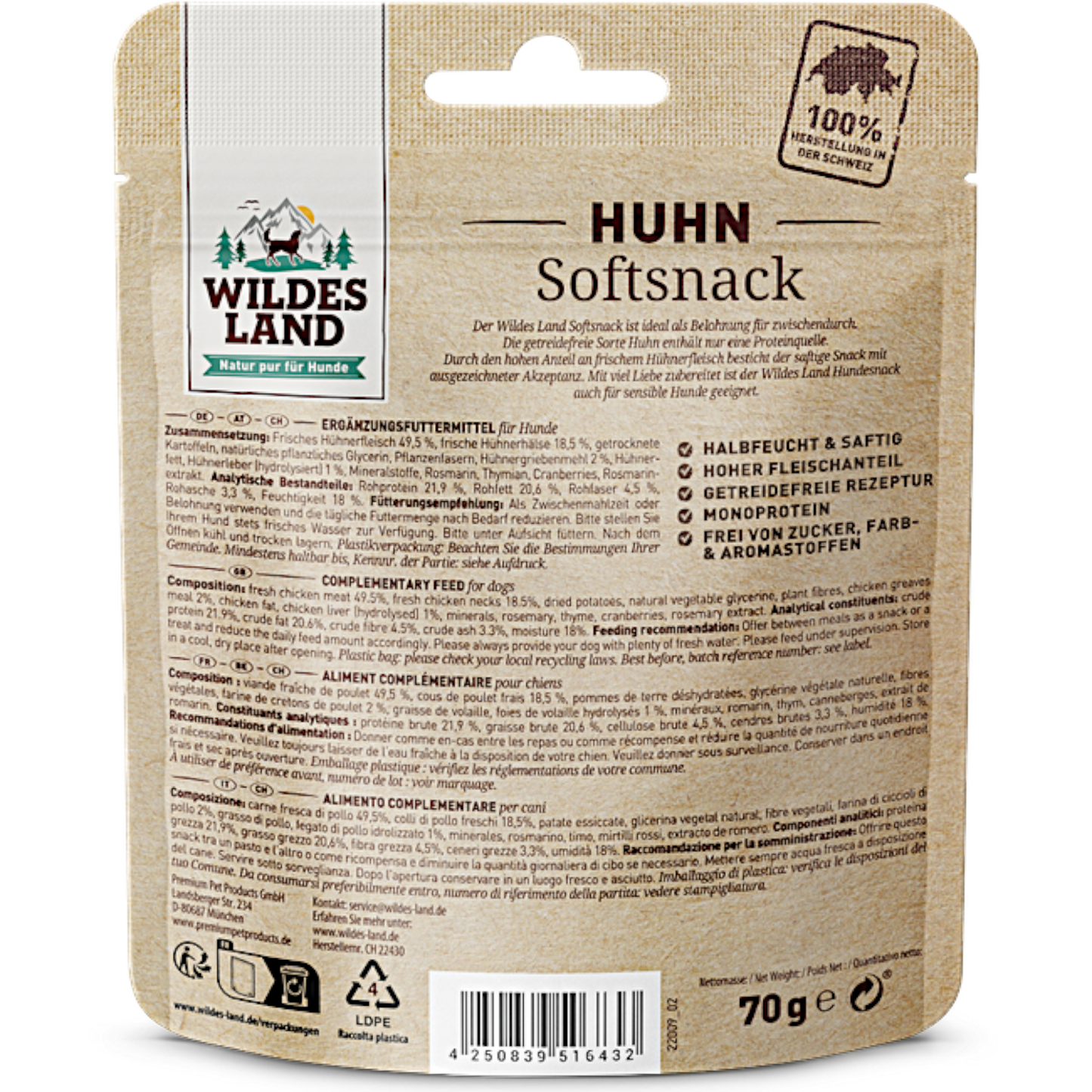 Wildes Land Dog - Softsnack Huhn