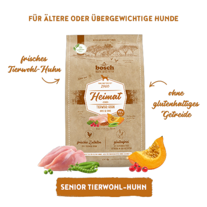 bosch Heimat Senior – Schonendes Premium-Menü mit frischem Tierwohl-Huhn