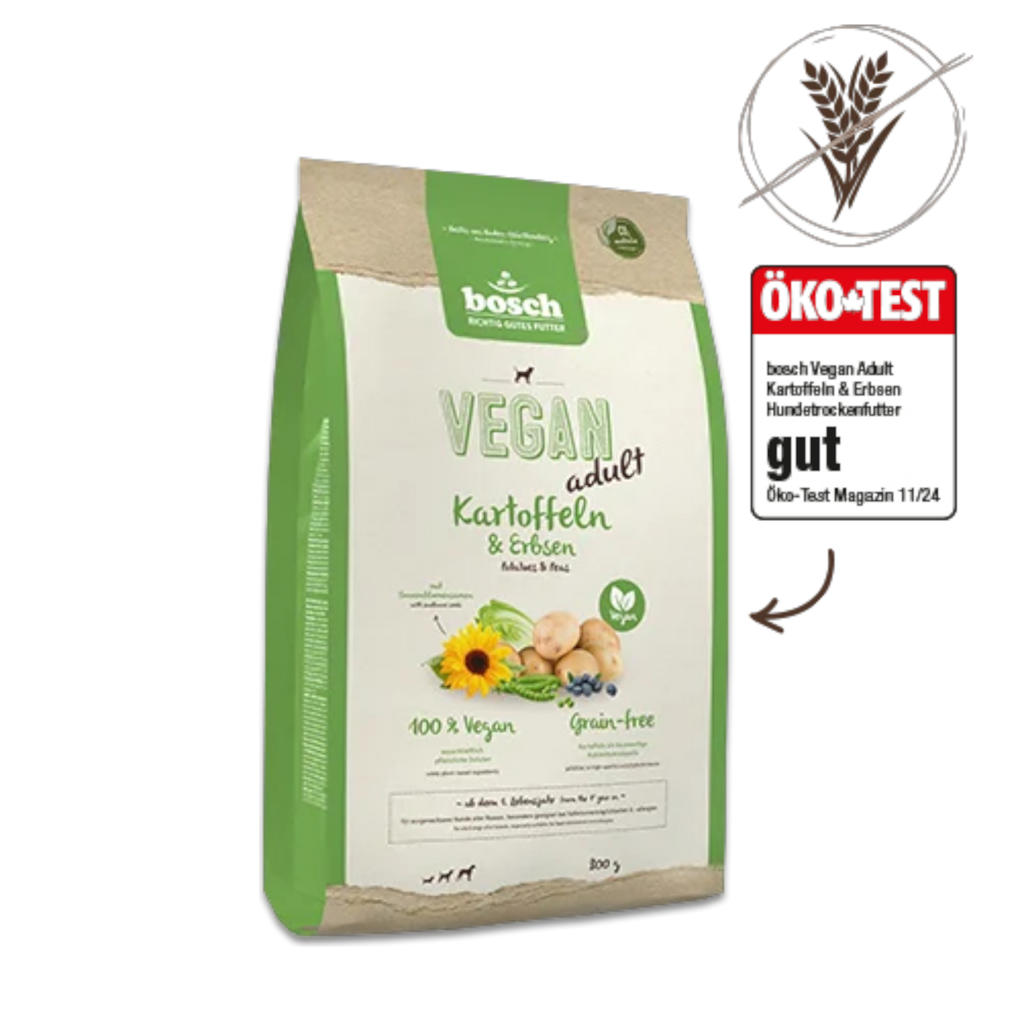 bosch HPC Vegan Adult Kartoffel & Erbsen – Pflanzliche Trockennahrung für ausgewachsene Hunde