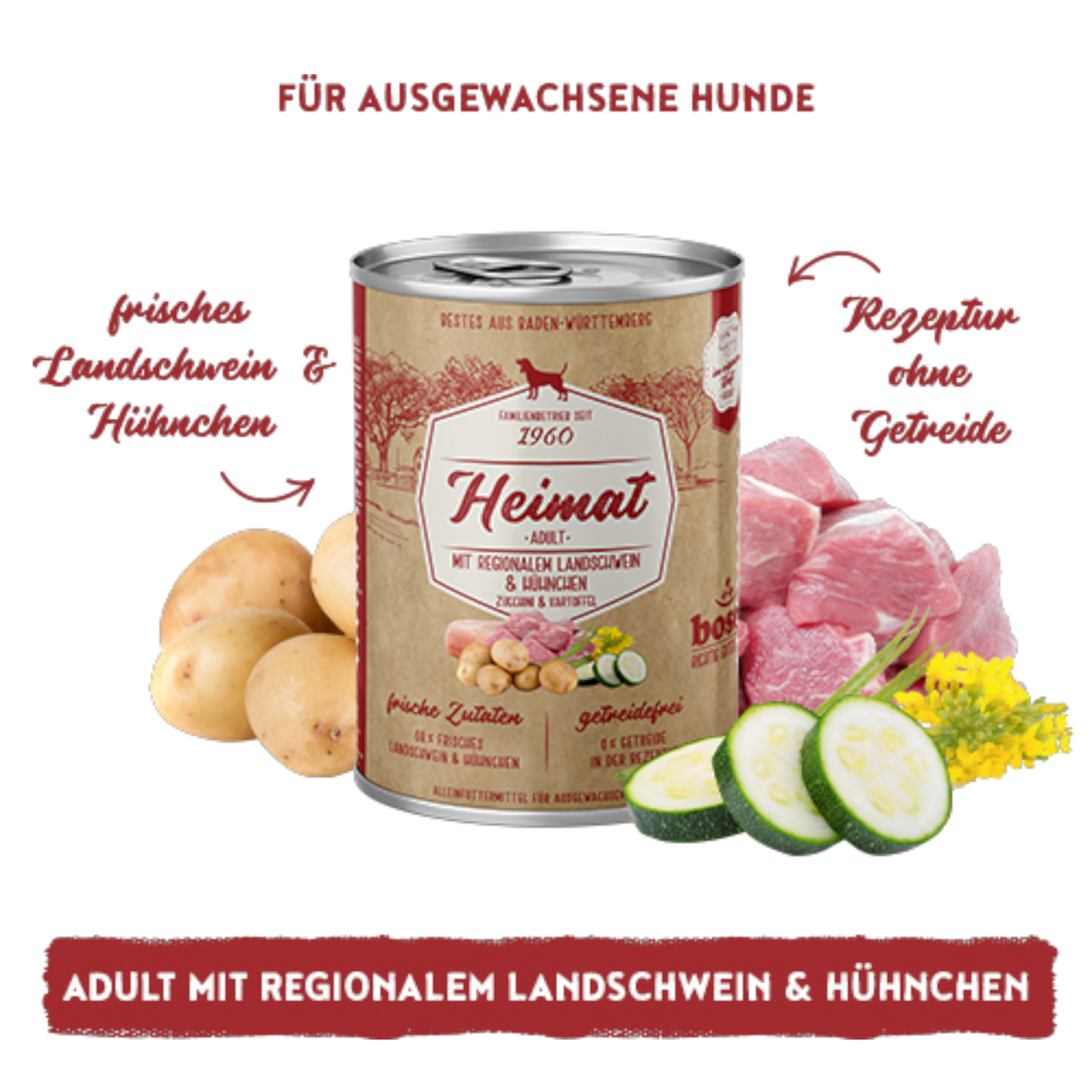 bosch Heimat Adult – Getreidefreies Nassmenü mit Landschwein & Hühnchen