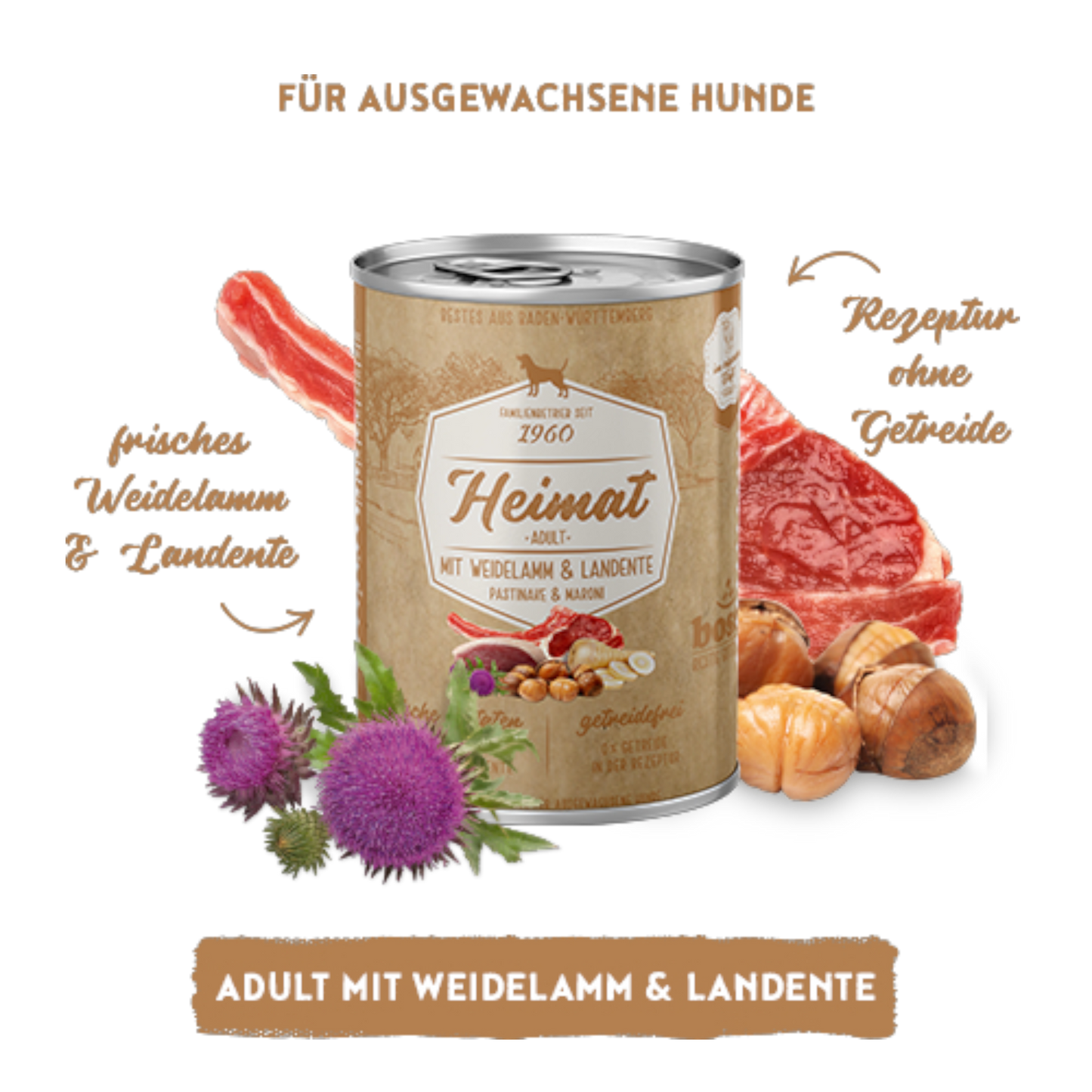 bosch Heimat Adult – Getreidefreies Nassmenü mit Weidelamm & Landente