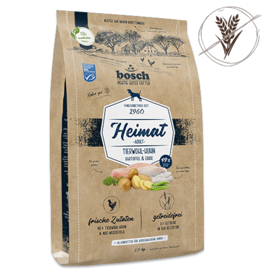 bosch Heimat Adult – Getreidefreies Premium-Menü mit Tierwohl-Huhn & MSC-Fisch