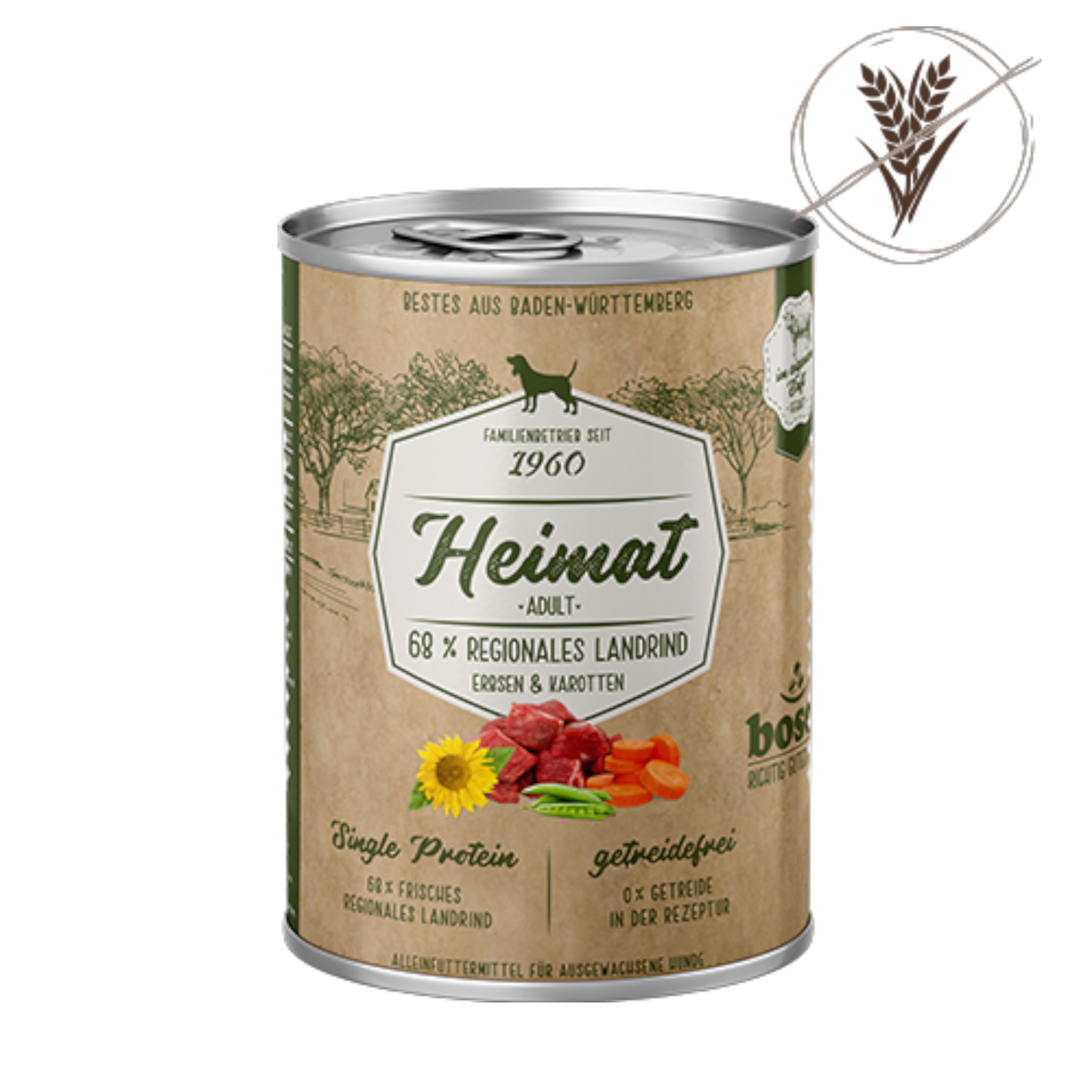 bosch Heimat Adult – Getreidefreies Single-Protein-Nassmenü mit 68 % regionalem Landrind
