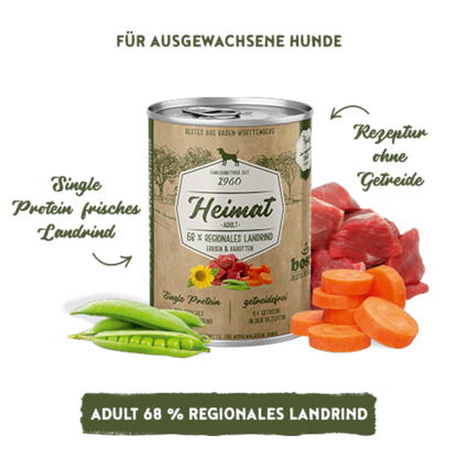 bosch Heimat Adult – Getreidefreies Single-Protein-Nassmenü mit 68 % regionalem Landrind