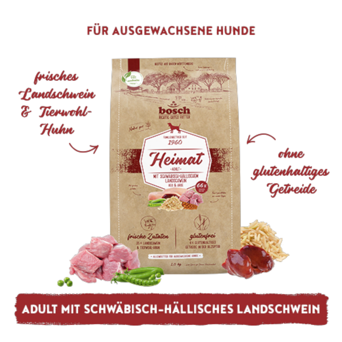 bosch Heimat Adult – Premium-Menü mit Schwäbisch-Hällischem Landschwein