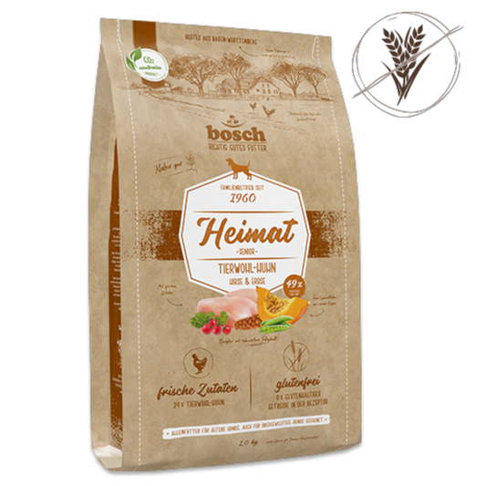 bosch Heimat Senior – Schonendes Premium-Menü mit frischem Tierwohl-Huhn