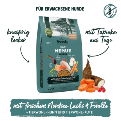 bosch MENUE Adult – Getreidefreies Knuspermenü mit Nordsee-Lachs & Forelle