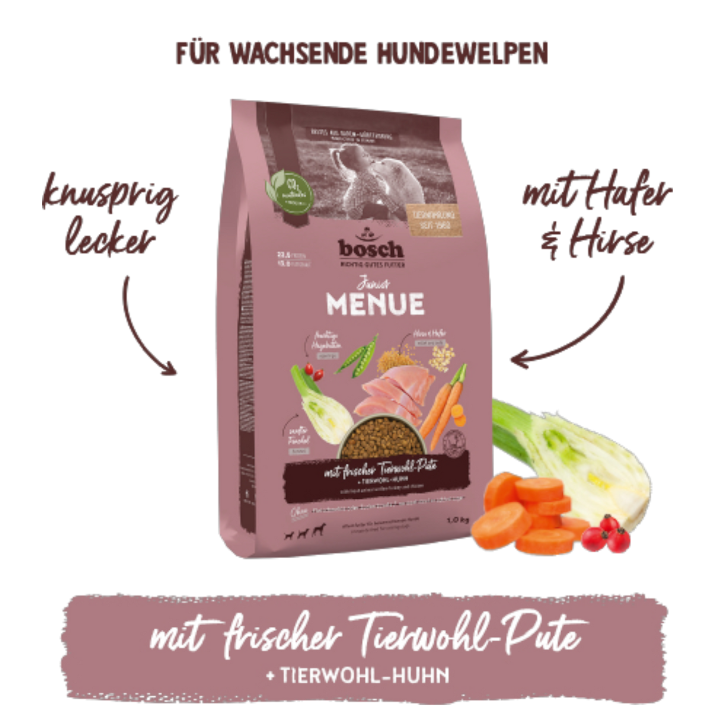 bosch MENUE Junior – Knusprige Aufzucht mit frischer Tierwohl-Pute