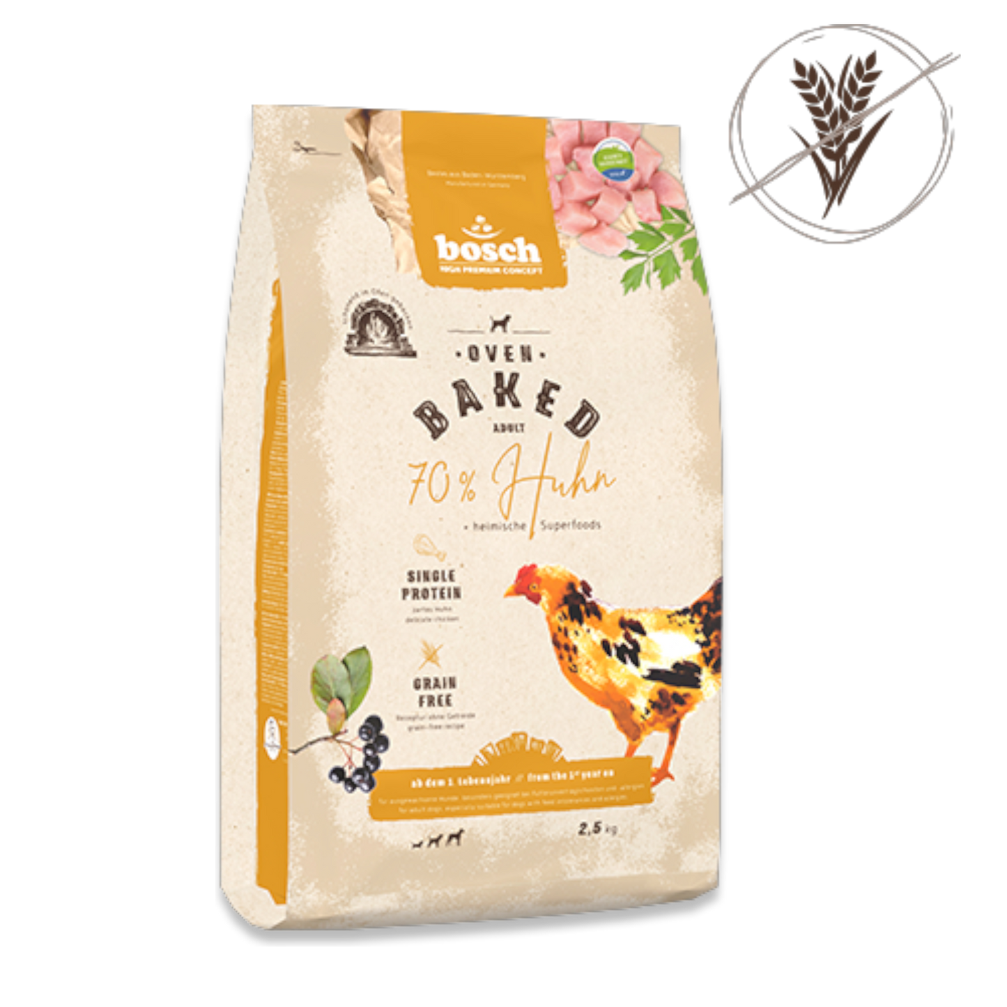 bosch Oven Baked Huhn – Ofengebackene Trockennahrung für ausgewachsene Hunde