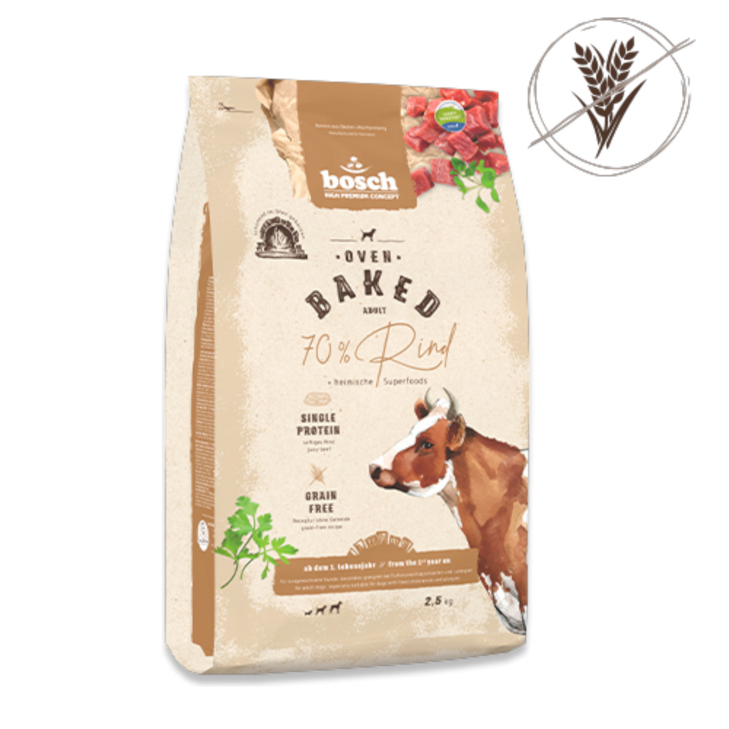 bosch Oven Baked Rind – Ofengebackene Trockennahrung für ausgewachsene Hunde