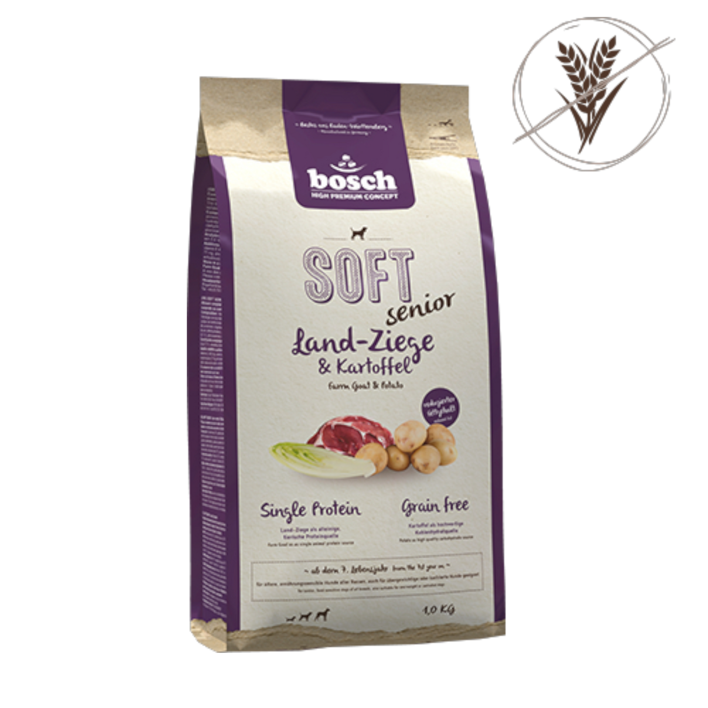 bosch SOFT Senior Land-Ziege & Kartoffel  Single Animal Protein · softe Krokette · getreidefrei