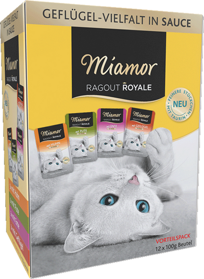 Miamor Ragout Royale in Sauce – Multibox Adult Huhn, Ente, Geflügel & Pute (12 x 100g)