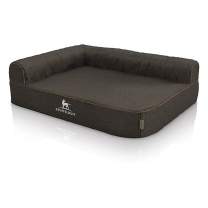 Knuffelwuff Orthopädisches Eck-Hundebett Marlie aus Velours mit Handwebcharakter links