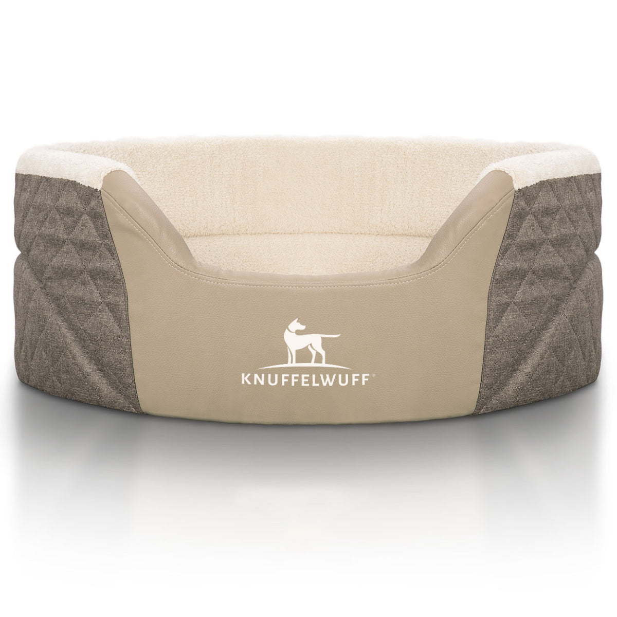 Knuffelwuff Orthopädisches Hundebett Lena aus Velours und Kunstleder mit hohem Schaumstoffrand