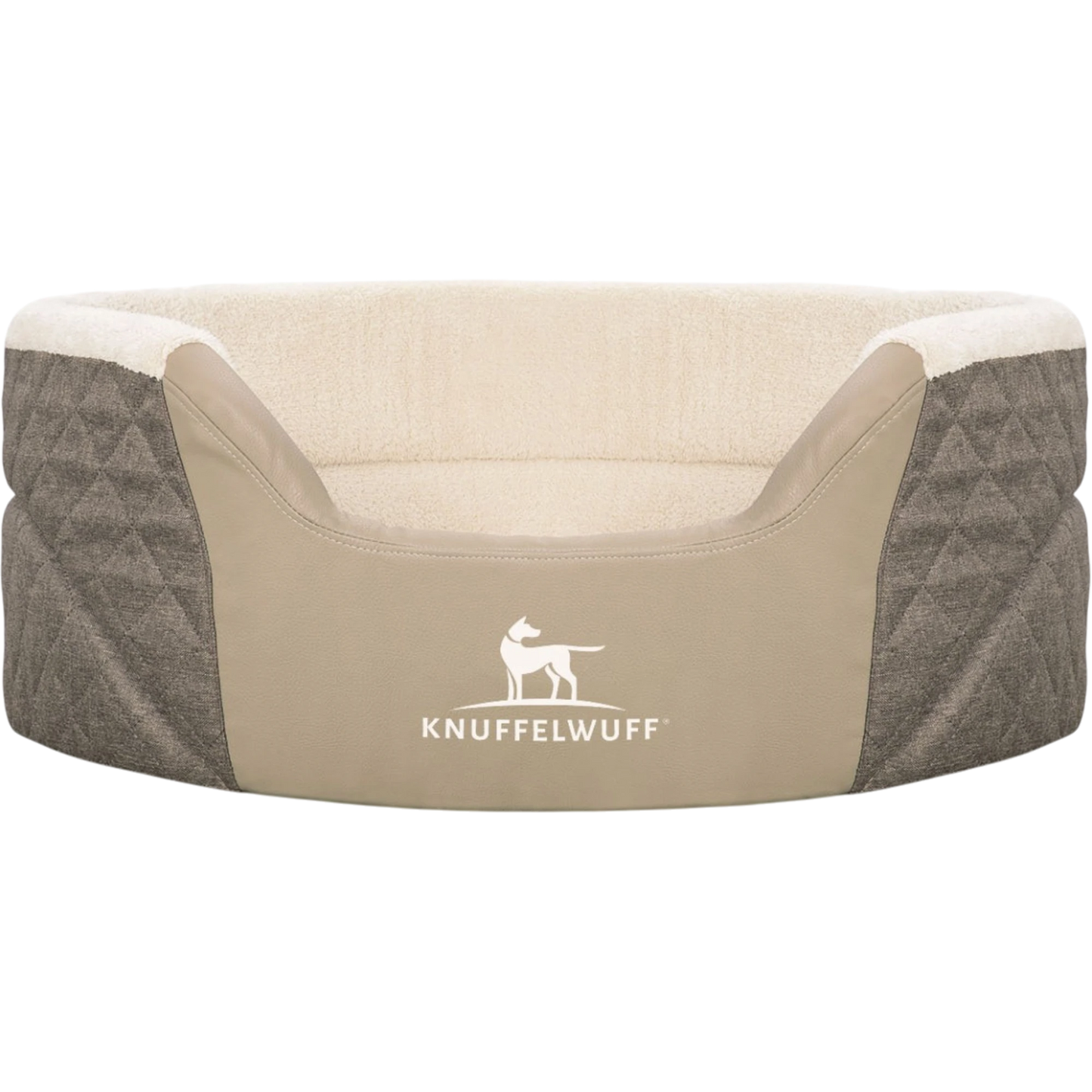 Knuffelwuff Orthopädisches Hundebett Lena aus Velours und Kunstleder mit hohem Schaumstoffrand