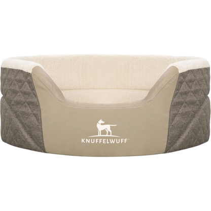 Knuffelwuff Orthopädisches Hundebett Lena aus Velours und Kunstleder mit hohem Schaumstoffrand