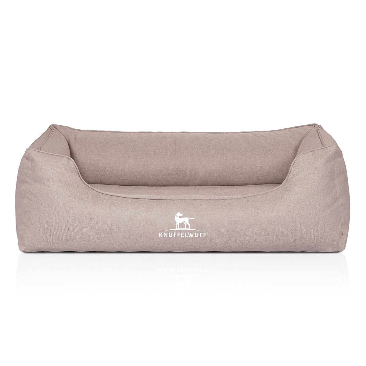 Knuffelwuff Orthopädisches Hundebett Luisa aus Velours mit feinem Handwebcharakter – Sunshine Edition